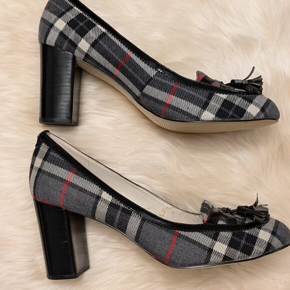 Plaid Block Heel Women's Shoe - Picture 1 of 4